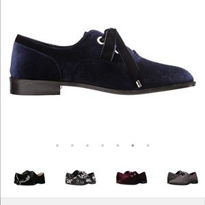 Velvet navy blue oxfords